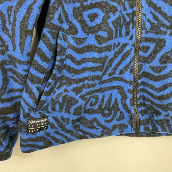 Maui And Sons‎ Blue And Black Full Zip Fleece Jacket Size Medium - Picture 2 of 7